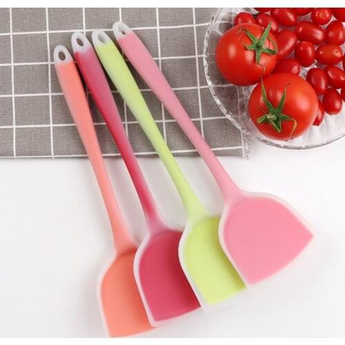 2021 New Silicone Spoon Spatula Kitchen Bakeware Utensil Handle Scraper Stirring Scooping Mixing Cookware Tools Wholesale