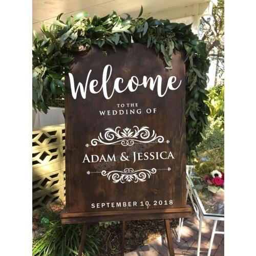 New Creative Wedding Sticker Personalised Name Wedding Welcome Sign Blackboard Decal Waterproof Vinyl Art Decor Custom Hot LC680