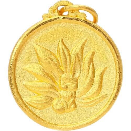 New Pure 24K Yellow Gold Pendant 999 Gold Carved Fox Necklace Pendant For Women