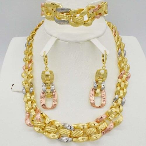 New Fashion jewelry set African beads jewelry statement necklace Earrings set Ring for women Nigeria wedding jewelry set