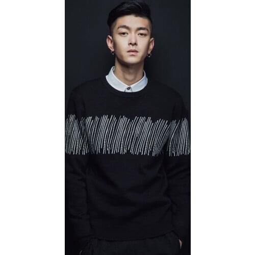 Autumn sweater mens Korean round neck Pullover youth mens T-shirt
