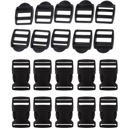 20 Pcs 1 Inch/2.5CM Width Plastic Safety Quick Release Buckles Black, 10 Pcs 40X32X6Mm & 10 Pcs 54X31X10Mm