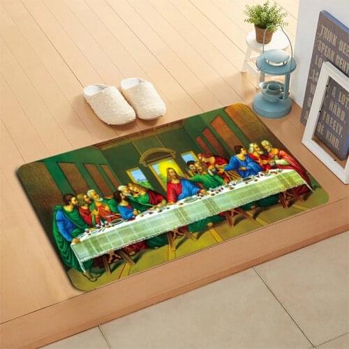 Custom The Last Supper Doormat Floor/Bath/Kitchen/Beach Mat Flannel Sponge Fabric 3D Printed Shaggy Decoration For Bedroom