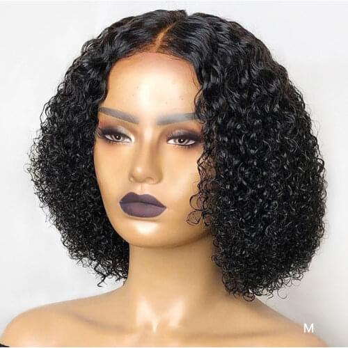 Shoulder length Preplucked Black Kinky Curly Cut Short Bob Smooth Glueless Lace Front Wig For Women Synthetic With Babyhair Soft