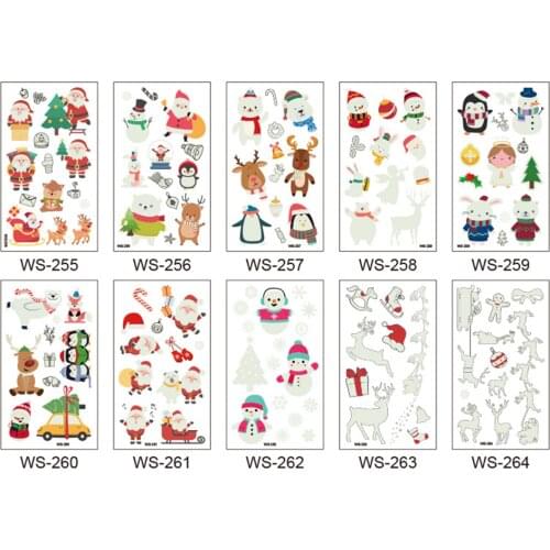 Christmas Luminous Tattoo Sticker Waterproof Snowflake Santa Claus Cartoon Face Temporary Toy Sticker for Kid