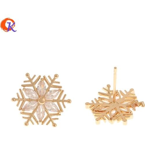Cordial Design 30Pcs 17*17MM CZ Earrings Stud/Jewelry Accessories/Snowflake Shape/DIY Jewelry Making/Hand Made/Earring Findings