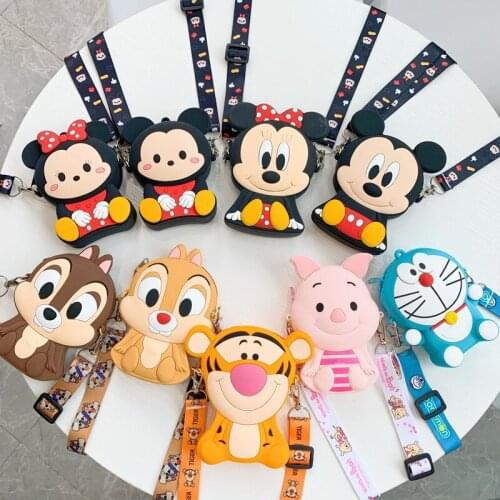 Disney Mickey Minnie Mouse Silicone Coin Purse Bag Cartoon Movie Periphery Cut Silica Gel Toys Q Version Halloween Gift for Kids