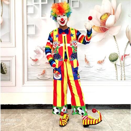 Funny Clown Costume For Adult Circus Outfit Fancy Dress Up Joker Costume Masqurade Party Supplies New Year Festival Performance