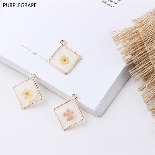 Alloy DIY earrings Material bracelet pendant jewelry accessories diamond Epoxy glitter dried flowers Eternal flower 8 pieces