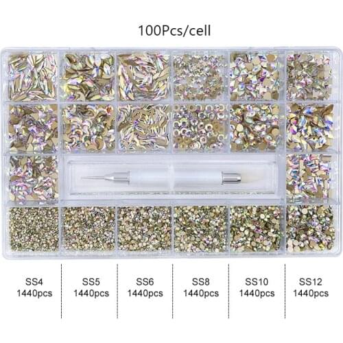 Swarovsky Crystal AB Nail Art Rhinestones Flatback Strass Shiny Glass Nail Stones Gems For 3D Nails DIY Manicure Decorations