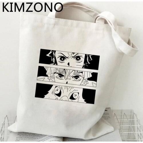 Demon Slayer Rengoku Inosuke Nezuko Kimetsu No Yaiba shopping bag cotton canvas eco grocery bolsas de tela bag net cloth custom
