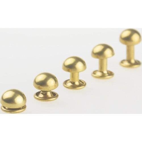 100Pcs 6mm Mushroom Nail Brass Round Arched Rivets Studs Decorative Rivets For Belt Clothing Bags Shoes Leather Craft Decoration