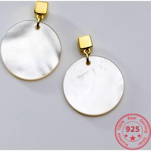 European Hot Fashion 925 Silver Chic Temperament Round Shell Earrings Jewelry for Women