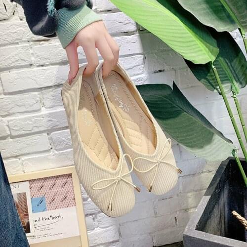 2021 new square toe single shoes women bow comfortable flat shoes women soft sole large size womens shoes