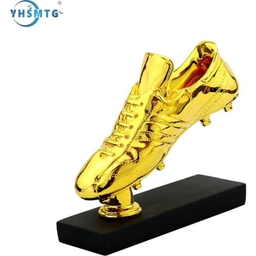 Golden Boot Award Resin Charms Football Match Soccer Fans Souvenir GOLD Plating Shoe Trophy Gift Home Office Decoration Model