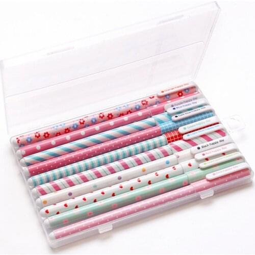 Hot 10Pcs Cute Colorful 0.38mm Gel Pen Set Stationery School Office Supplies Gift Cartoon Print Gel Pen Gift