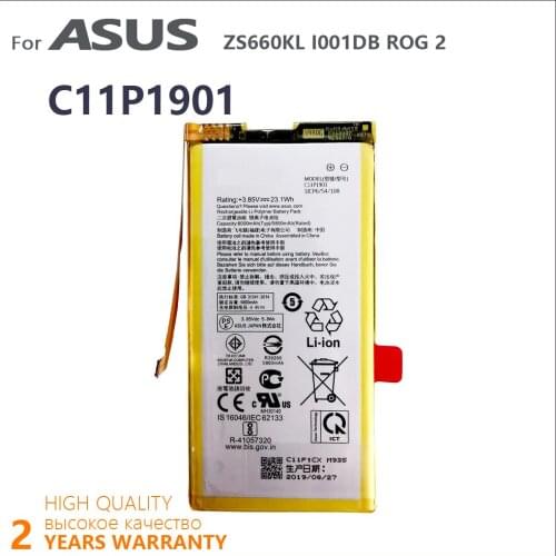 100% Original 6000mAh C11P1901 Battery For ASUS ROG 2 Game ZS660KL I001DB Phone High quality Batteries Batteria