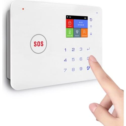 2.4 Inch TFT Screen WIFI GSM Home Burglar Alarm Kits Wireless Security Alarm System Motion Detector APP Control
