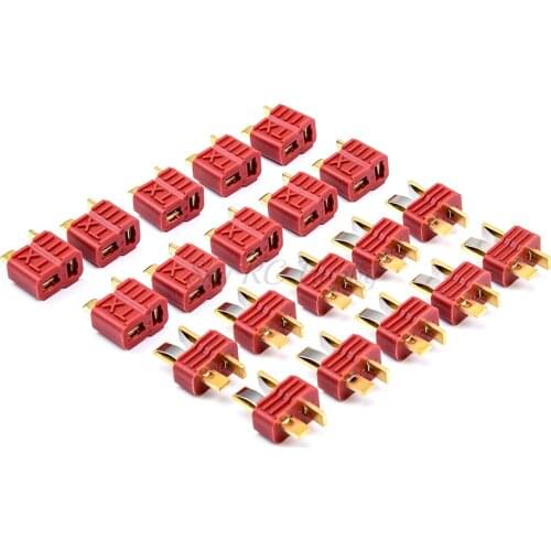 20Pcs/10Pairs T-plug Anti-skidding Deans Plug T Style Connector Female / Male for RC Lipo Battery ESC Rc Helicopter