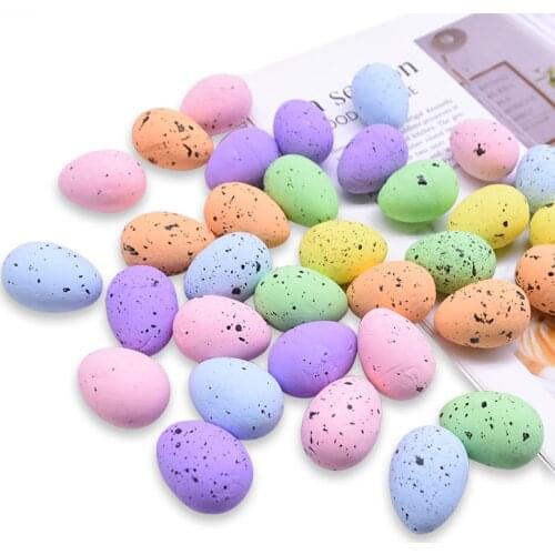 20pcs 3cm Foam Easter Eggs Colorful Painted Bird Pigeon Eggs For Home Happy Easter Party Garden DIY Decor Supplies Kids Gifts