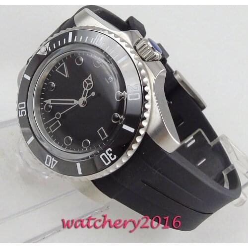 2019 Valentines gifts 40mm Bliger Black Dial Date SS Case Rubber strap ceramic Bezel Automatic Mechanical mens Watch
