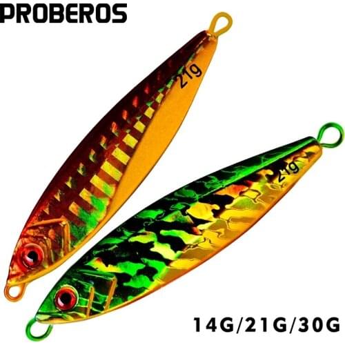 7PC/Lot Jig Fish Lure 30g/7.2CM Metal Fishing Bait 7 Color Artificial Hard Jigging Baits 14g/5.6cm with Feather Hooks 2018 Top