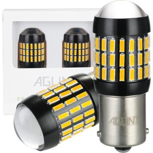 AGLINT 2PCS P21W 1003 1141 1156 BA15S Led Turn Signal Tail Light Bulb 4014 SMD 66 LEDs Auto 360° Extremely Bright Amber 12-24V
