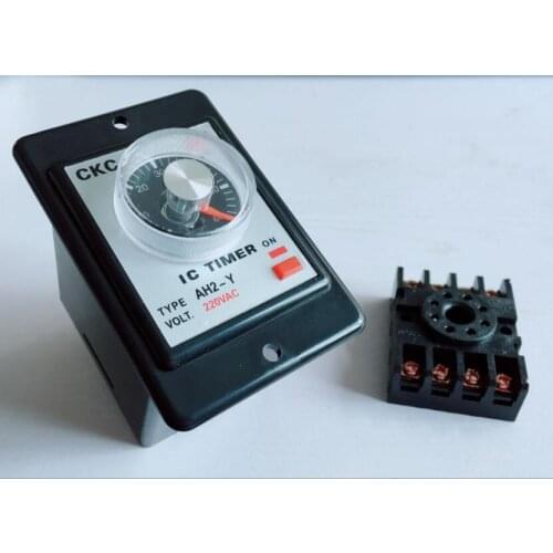 AH2-Y Time relay AC220V Power on delay timer time relay 8Pin with base 1S 10S 30S 60S 10M 30M 60M