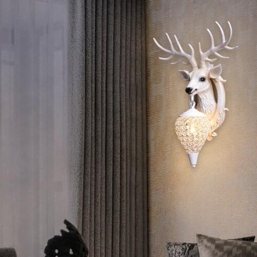 American Vintage Resin Antler Wall Lamp Wood Wall Lamp Indoor Loft Outdoor Corridor Wall Lights Industrial Sconce Bedside Lamp