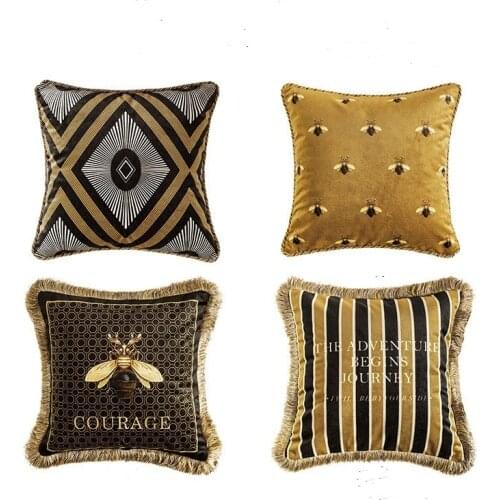 Velvet Throw Pillow Case Bee Honeybee Square Pillow Cover Decorative Pillowcase Pillow Protector Cushion Covers with Zipper 18"
