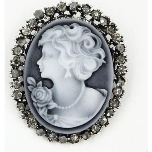 New Style Party Queen Lady Vintage Victorian Design Cameo Bronze Brooch Pin