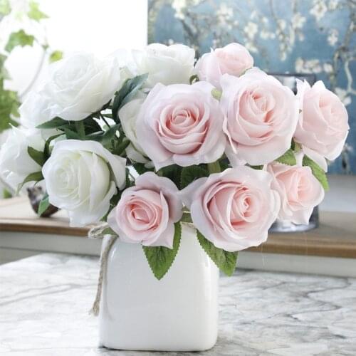 Cheap 7 Head / Bundle Artificial Silk European Simulation Rose Bouquet Fake Flower Wedding Family Party Decoration Accessories