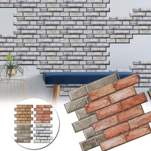 Home Wall Decor 3D Tile Brick Wall Stickers PVC Bar Restaurant Living Room Wall Decor DIY Self-adhesive Waterproof Wallpaper