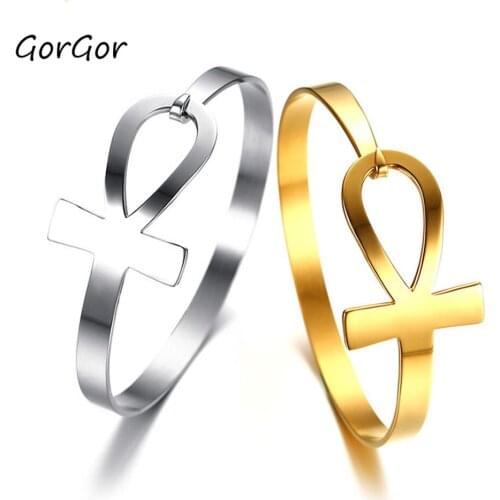 Gor Gor Ladies Trendy Stainless Steel Anka Cross Golden Simple Wind Bracelet Ladies Small Jewelry PN-994