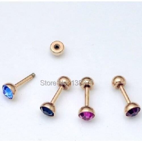 HOT SALEING 4.5mm width Champagne titanium steel Austrian crystal unisex Screw stud earrings 12 colors for choose