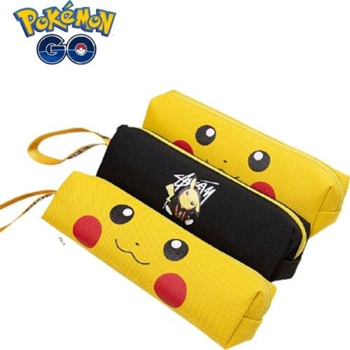 Pokemon Pikachu Cute Canvas Pencil Case High Capacity Pen Bags Cartoon Pencil Bag for Student Boy Girl School Supplies Kids New