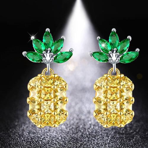 HUAMI Creativity Fashion Pineapple Earrings Dangle Drop Earrings For Women Long Luxury Bijoux Femme