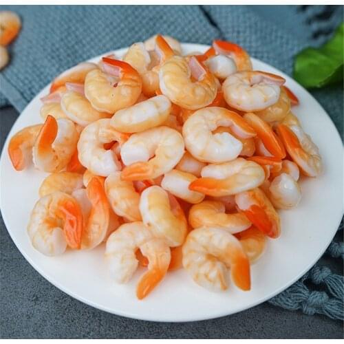 Fake simulation food props hotel restaurant dining room hall Kitchen store shop decor artificial shrimp meat Peeled Prawns model