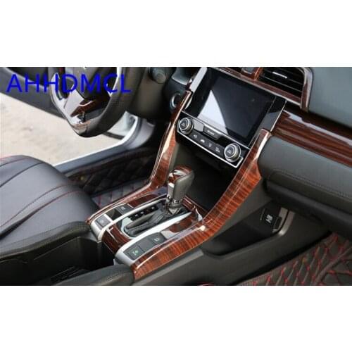 Car Interior Mouldings Modification Decorative Trim Frame Interior Sequins Wooden Color For Civic X 2016 2017 2018 2019