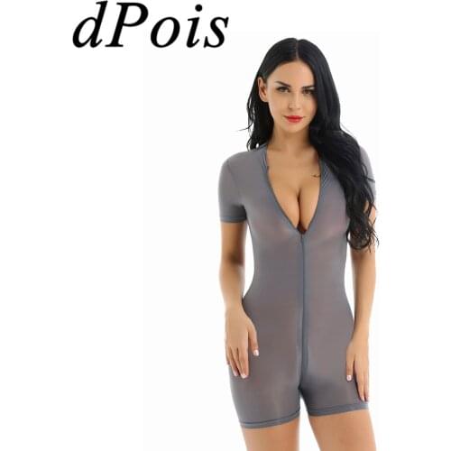 Sexy Costumes Women Teddy Romper Swimsuit Lingerie Gymnastics Leotard Bodysuit See Through Sheer Open Crotch Bodycon Jumpsuit