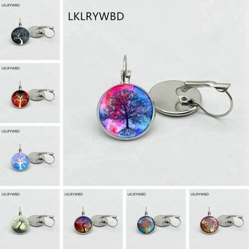 LKLRYWBD/Retro Tree of Life Star Earrings Silver Bronze Earrings Fashion Girls Earrings Jewelry Gifts