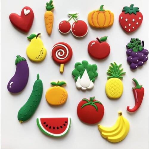 PVC Fridge Magnet Fruit and Vegetable Baby Early Education Color Cognitive Magnetic Black Whiteboard Sticker Magnet Gifts