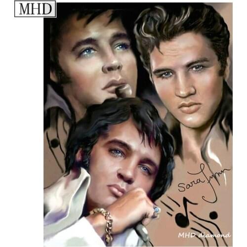 MHD Elvis Rock King Portrait 5d diy Diamond Painting Cross Embroidered Rhinestone Mosaic Home Decor Kit 40x50cm