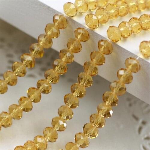 MHS.SUN 2mm-14mm Gold Champagne Loose Rondelle Crystal Beads For Jewelry Making DIY Spacer Faceted Glass Beads Wholesale