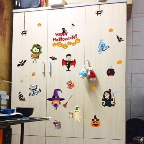 Cute Halloween Wall Stickers Party Decals Childrens Wardrobe Decor Witch Home Decoration Bedroom Shop Glass Door Vinyl Poster