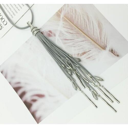 Fashion Long Tassel crystal Necklace For Women Multilayer Rope Chain Pendant Statement Necklaces Winter Sweater Chain