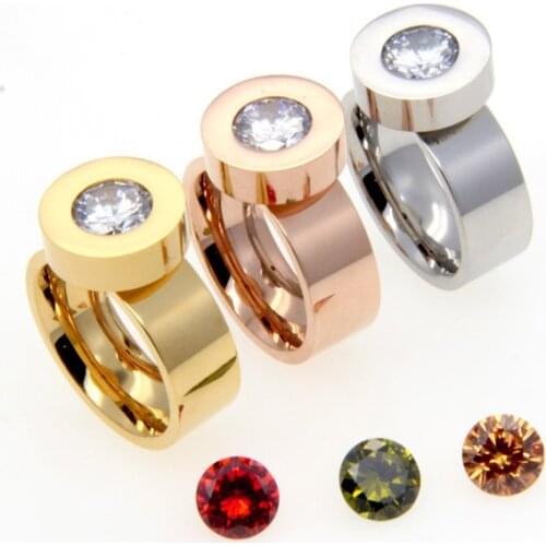 Fashion Women Austrian Crystal Rings Color Gold Stainless Steel 4 Colors Zirconia Stones Change Finger B Rings Jewelry