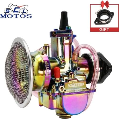 Sclmotos- 21 24 26 28 30 32 34mm Motorcycle Keihin PWK Carburetor Carb + Adapter + 50/55mm Air Filter for Honda for Yamaha KTM