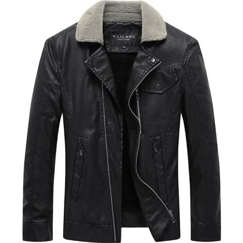 Hawaifish brand mens leather jacket 2021 Autumn and winter new casual plus velvet coat male hot sale solid youth men uniform