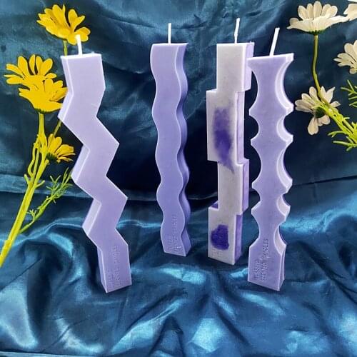 Irregular Geometry Long Strip Candle Mold Wavy Style Silicone Clay Mould Decorating Tools